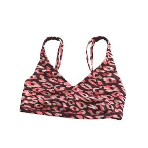 Aerie Sports Bra Leopard Print Pink Brown size Large‎